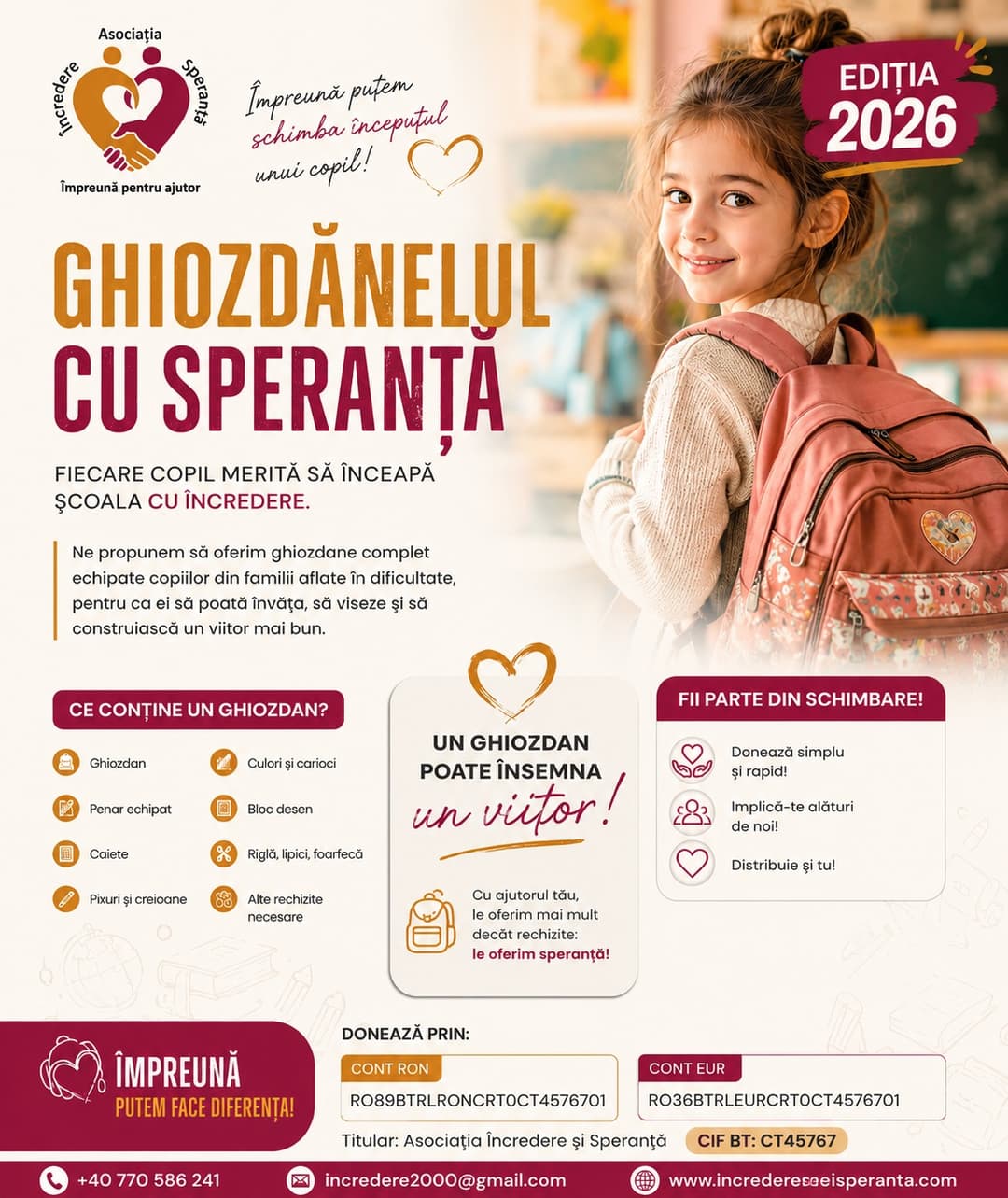 Proiect Proiectul „Ghiozdănelul cu speranță” – Ediția 2026